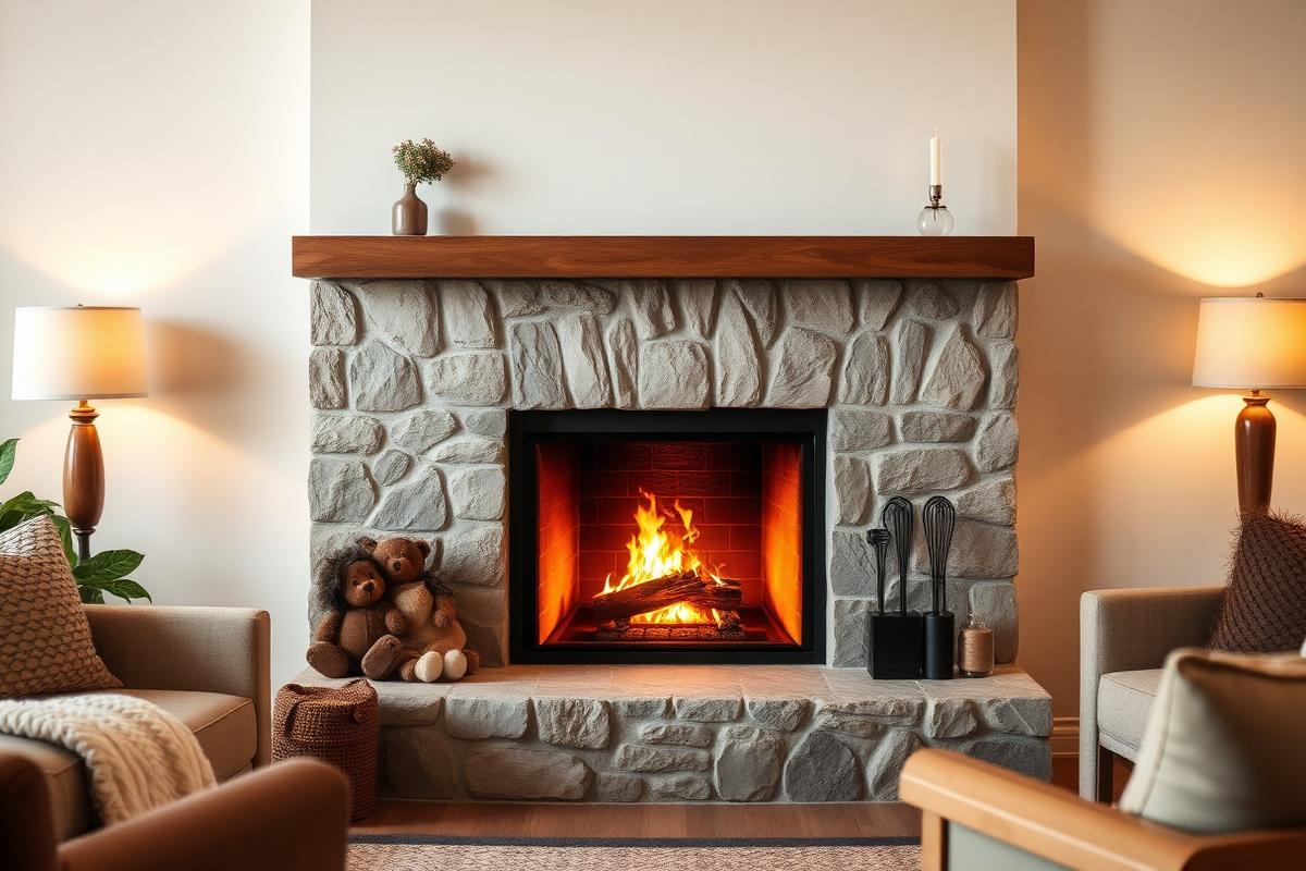 Cozy clean fireplace after a professional chimney sweep